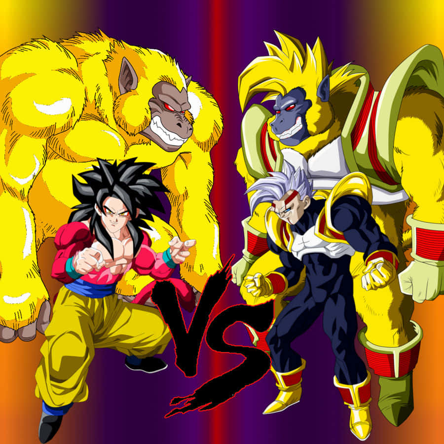great ape, anime warriors, vibrant gradient background, SD Desktop Wallpaper