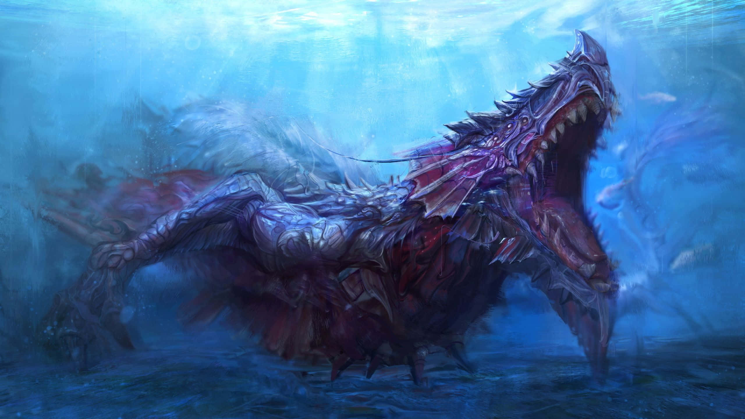 monster, dragon, jagged scales, 2K Desktop Wallpaper