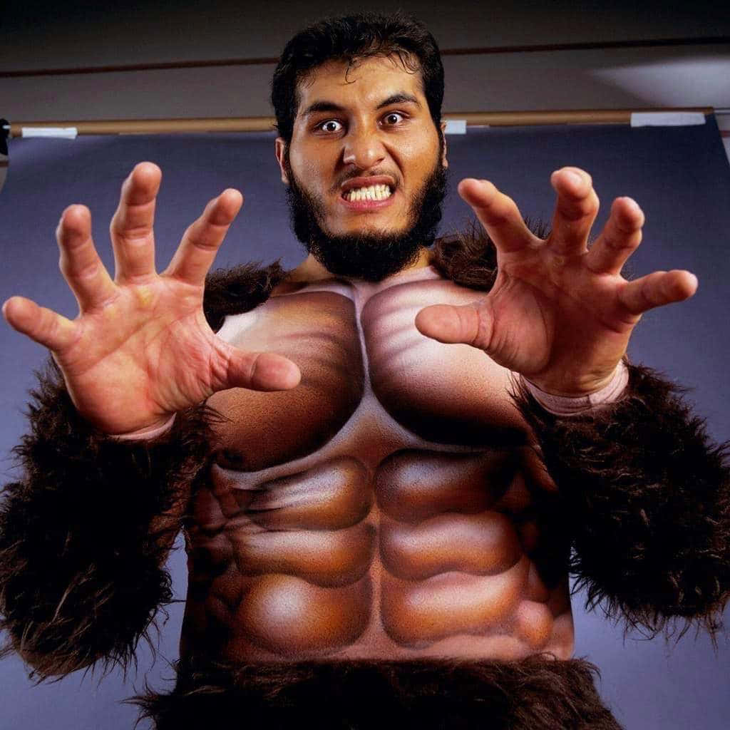 Giant Gonzalez, furry ape costume, painted muscular torso, SD Desktop Wallpaper