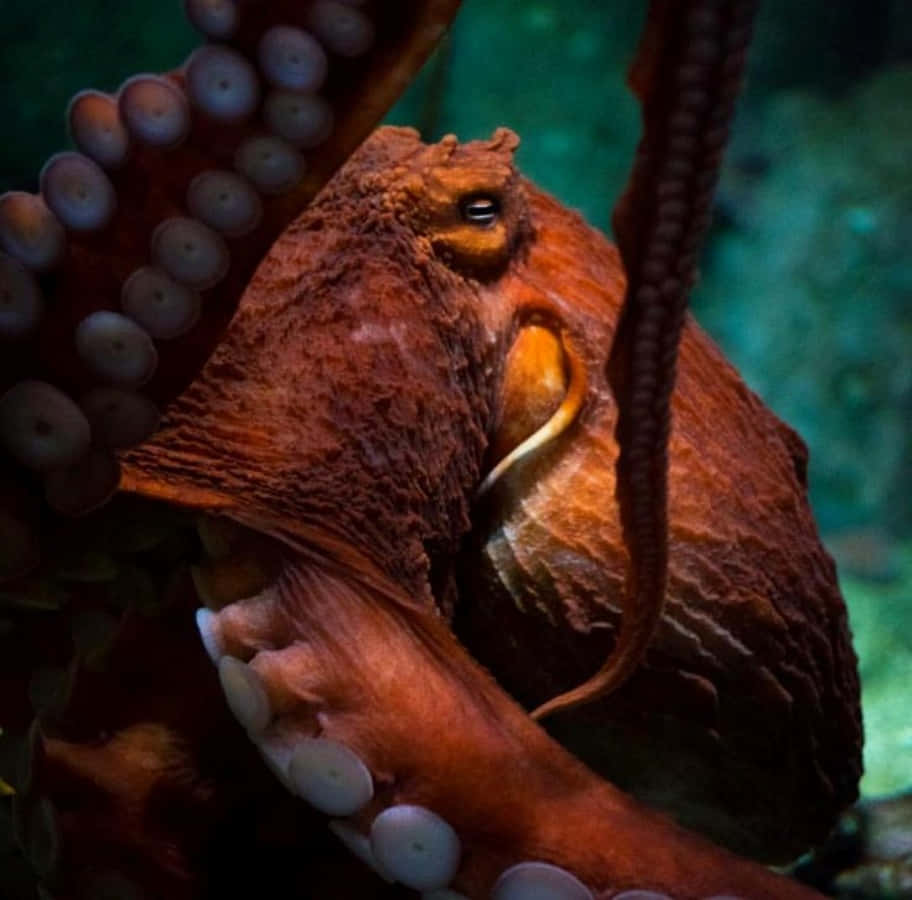 Giant Pacific Octopus, reddish-brown, textured skin, SD Desktop Wallpaper