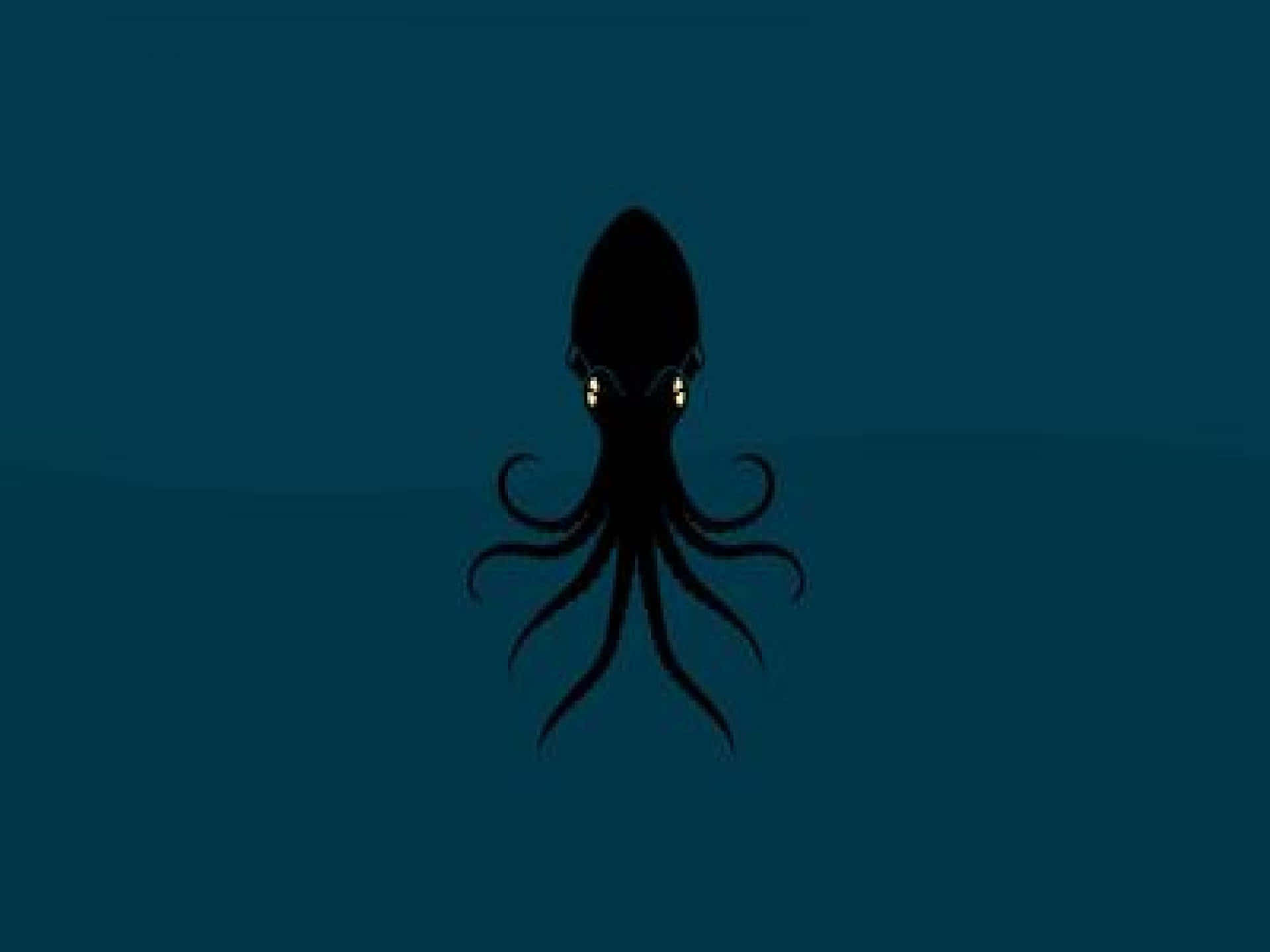 mysterious squid silhouette, black squid silhouette, glowing yellow eyes, Full HD Desktop Wallpaper