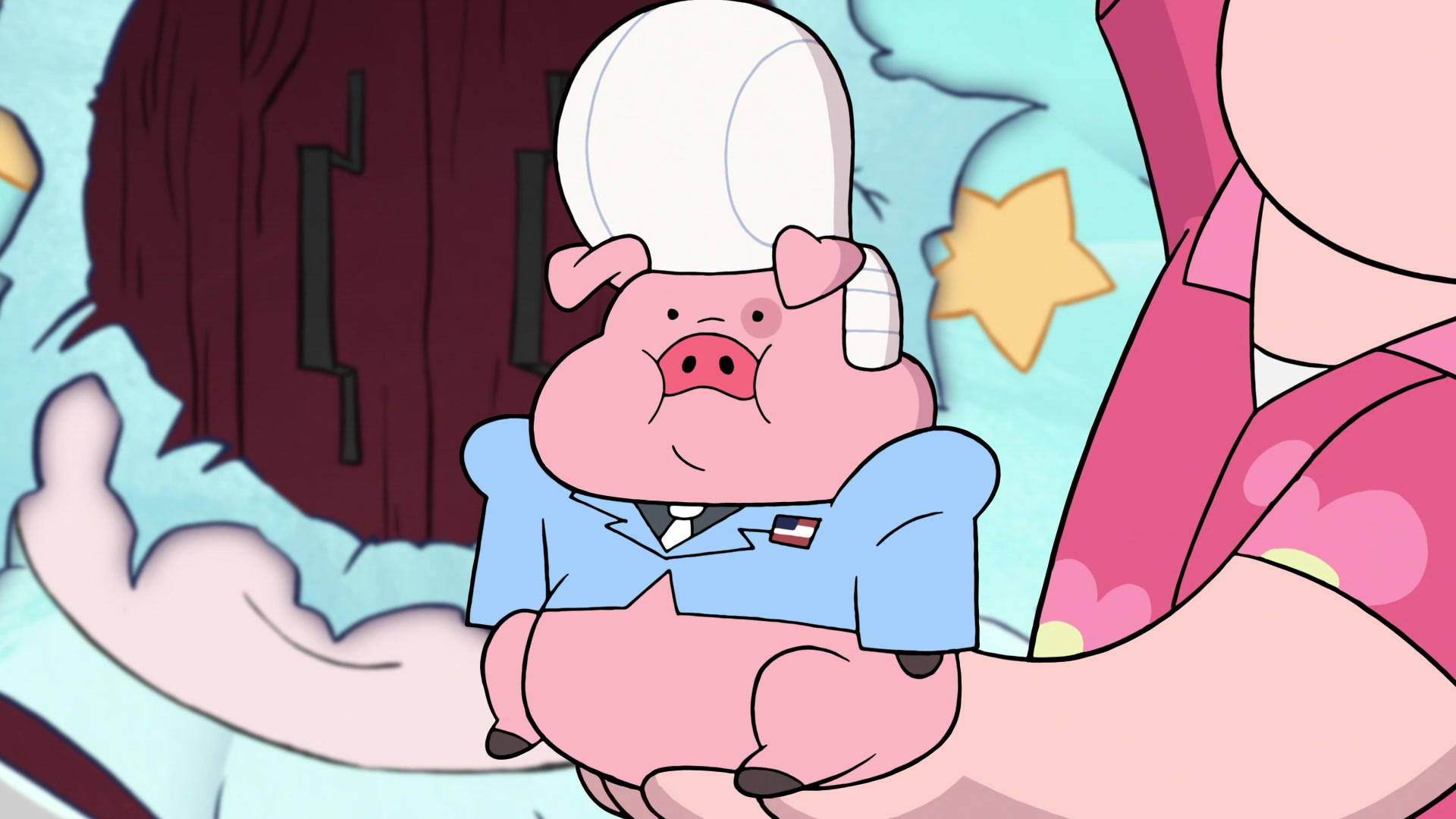 Gideon Gleeful, pig version, chef's hat, Full HD Desktop Wallpaper