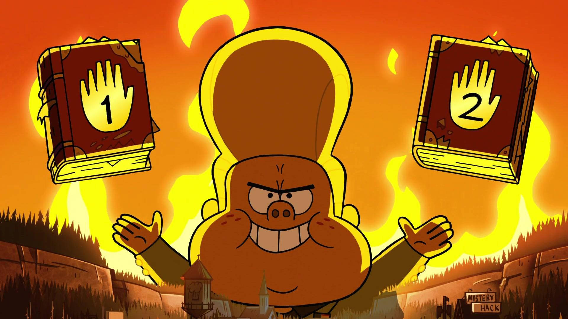 Gideon, Fiery Art, cartoon pig, Full HD Desktop Wallpaper
