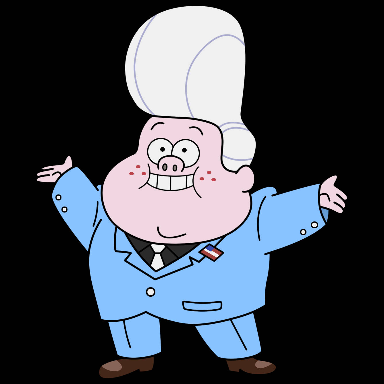 Gideon, cartoon pig chef, blue suit, HD Desktop Wallpaper