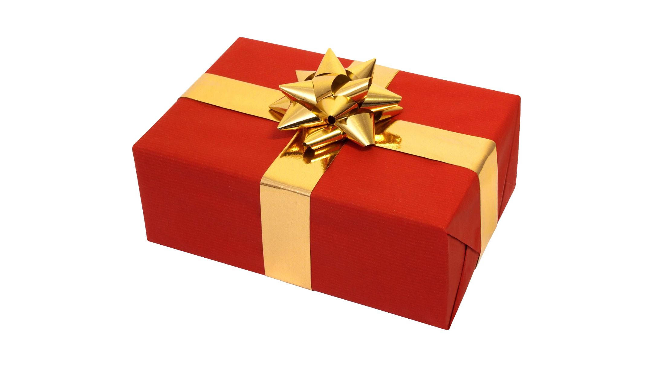 red box, gold ribbon, holiday gift, Full HD Desktop Wallpaper