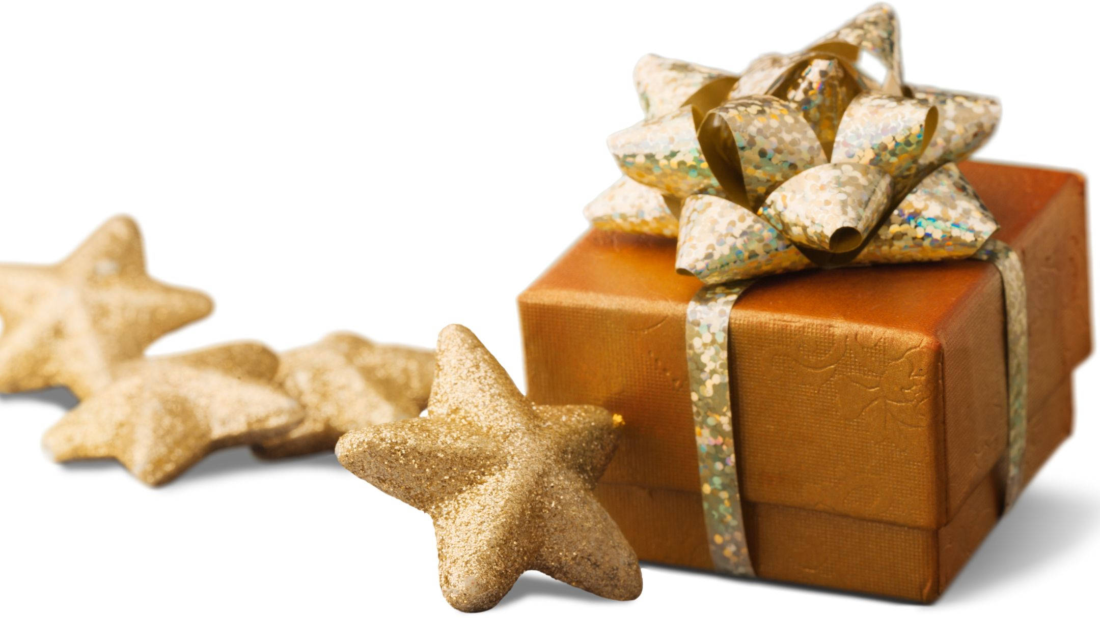 gold box, square present, ribbon, Full HD Desktop Wallpaper