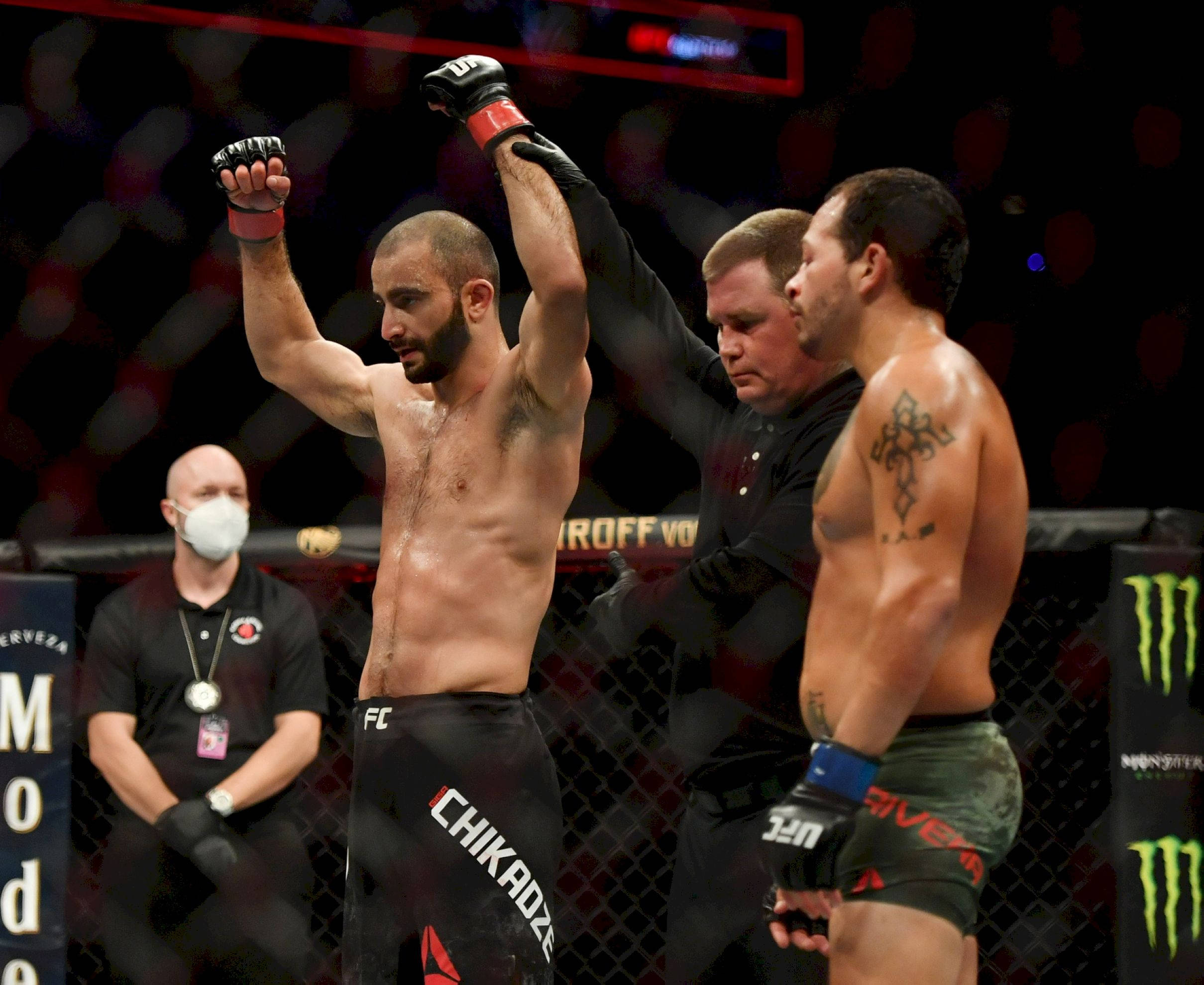 Giga Chikadze, lit octagon, referee, Full HD Desktop Wallpaper