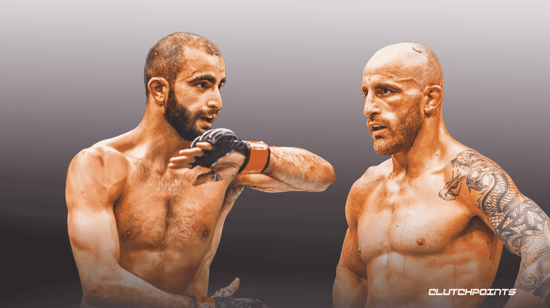 Giga Chikadze, muscular fighters, tense staredown, HD Desktop Wallpaper