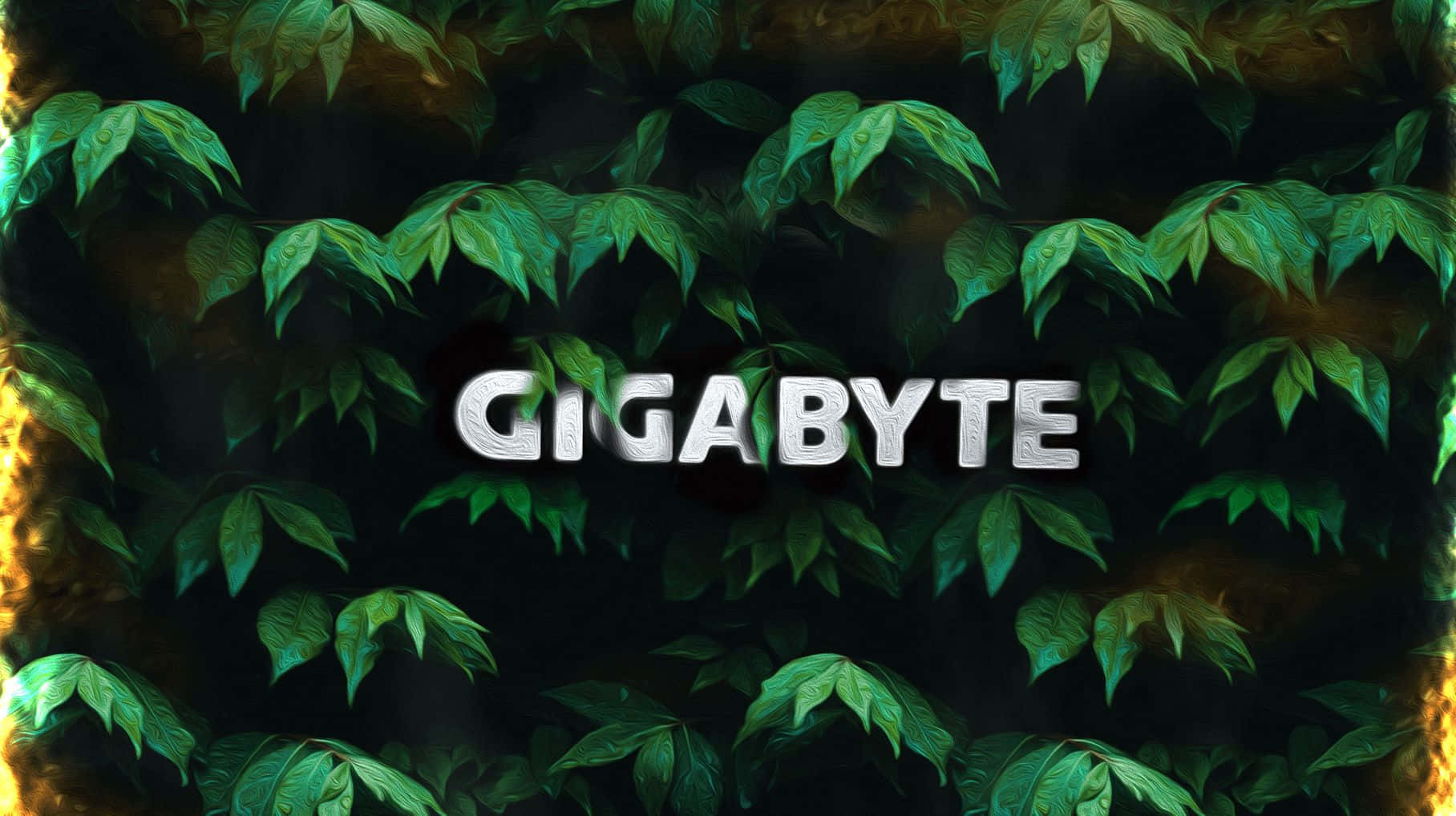 GIGABYTE logo, metallic silver text, dark background, HD Desktop Wallpaper