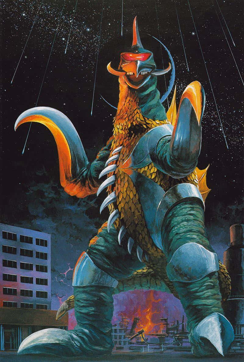 Gigan, glowing red eyes, armored limbs, SD Phone Wallpaper