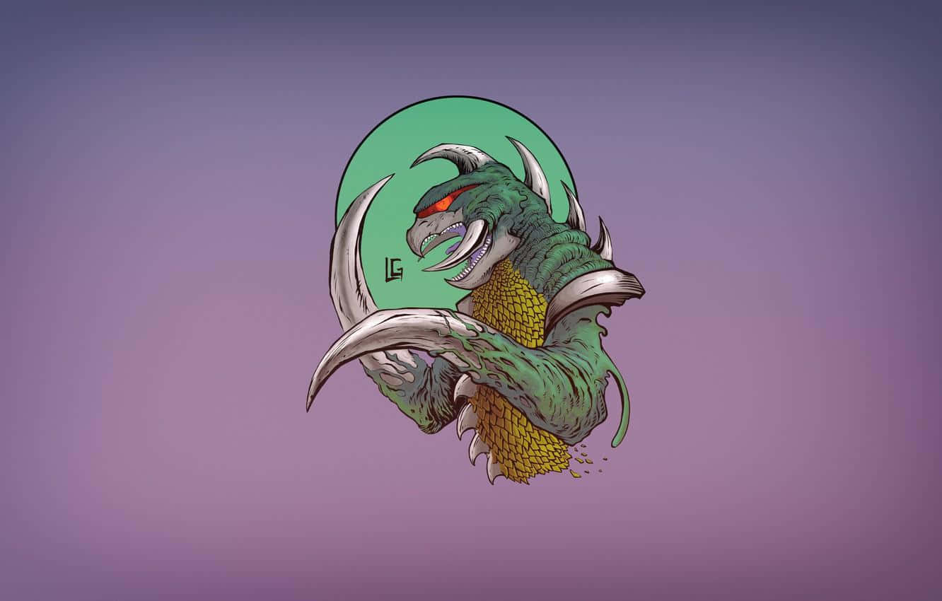 Gigan, green dragon, glowing red eyes, HD Desktop Wallpaper