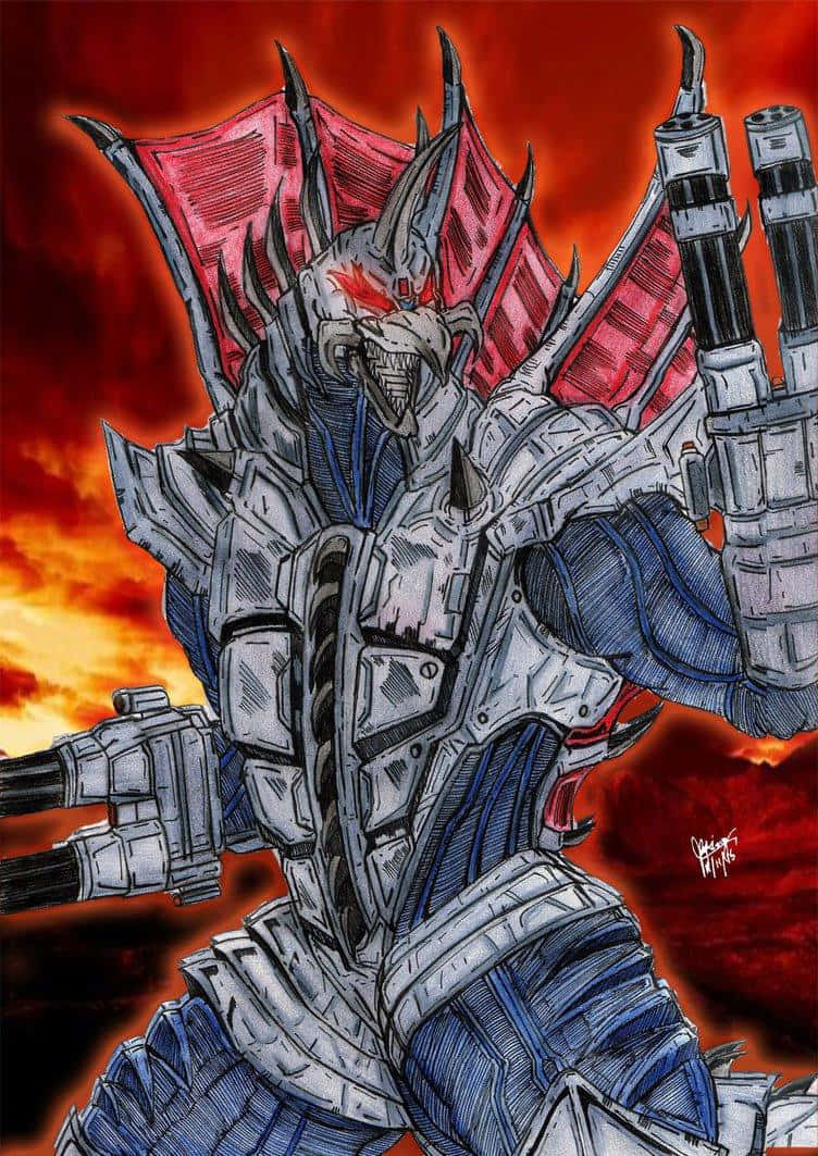 Gigan, red wings, glowing eyes, SD Phone Wallpaper