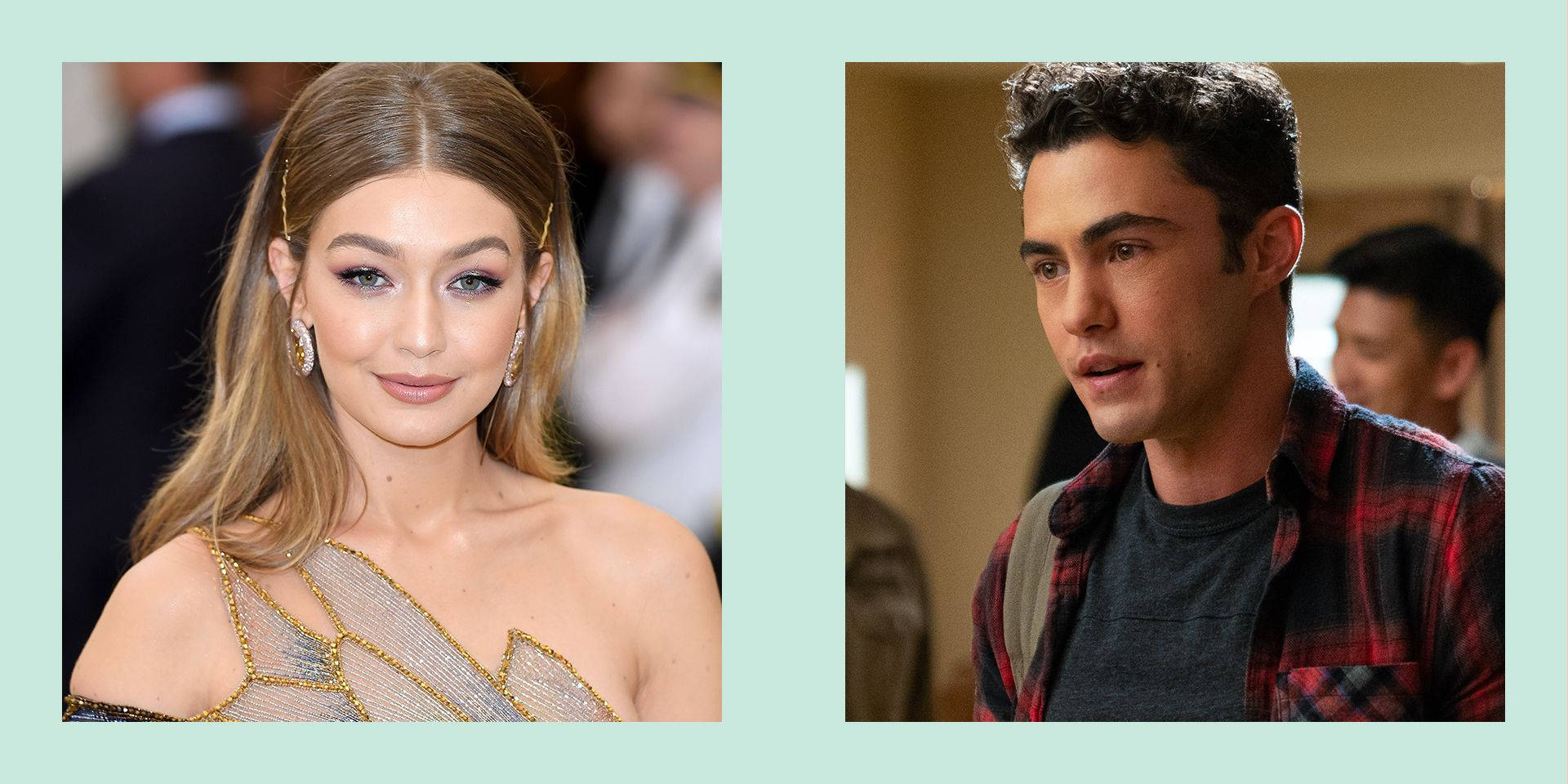 Gigi Hadid, bejeweled gown, plaid shirt, Full HD Desktop Wallpaper