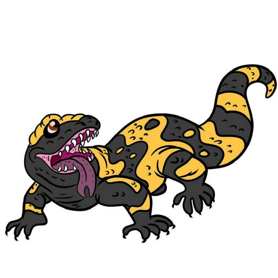 Gila Monster, black and yellow, open mouth, SD Desktop Wallpaper