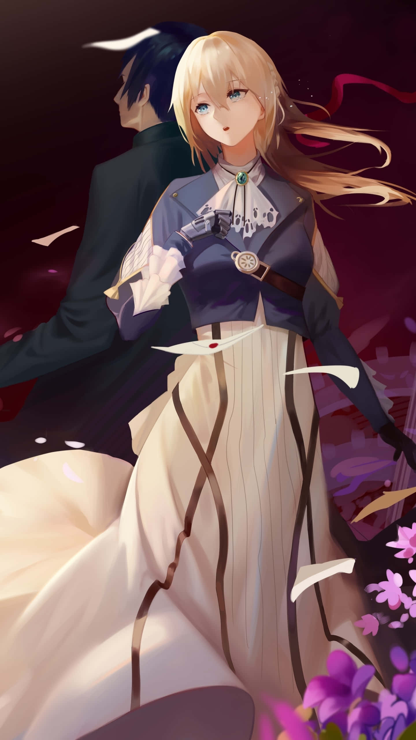 Gilbert Bougainvillea, blonde anime girl, detailed dress, 2K Phone Wallpaper