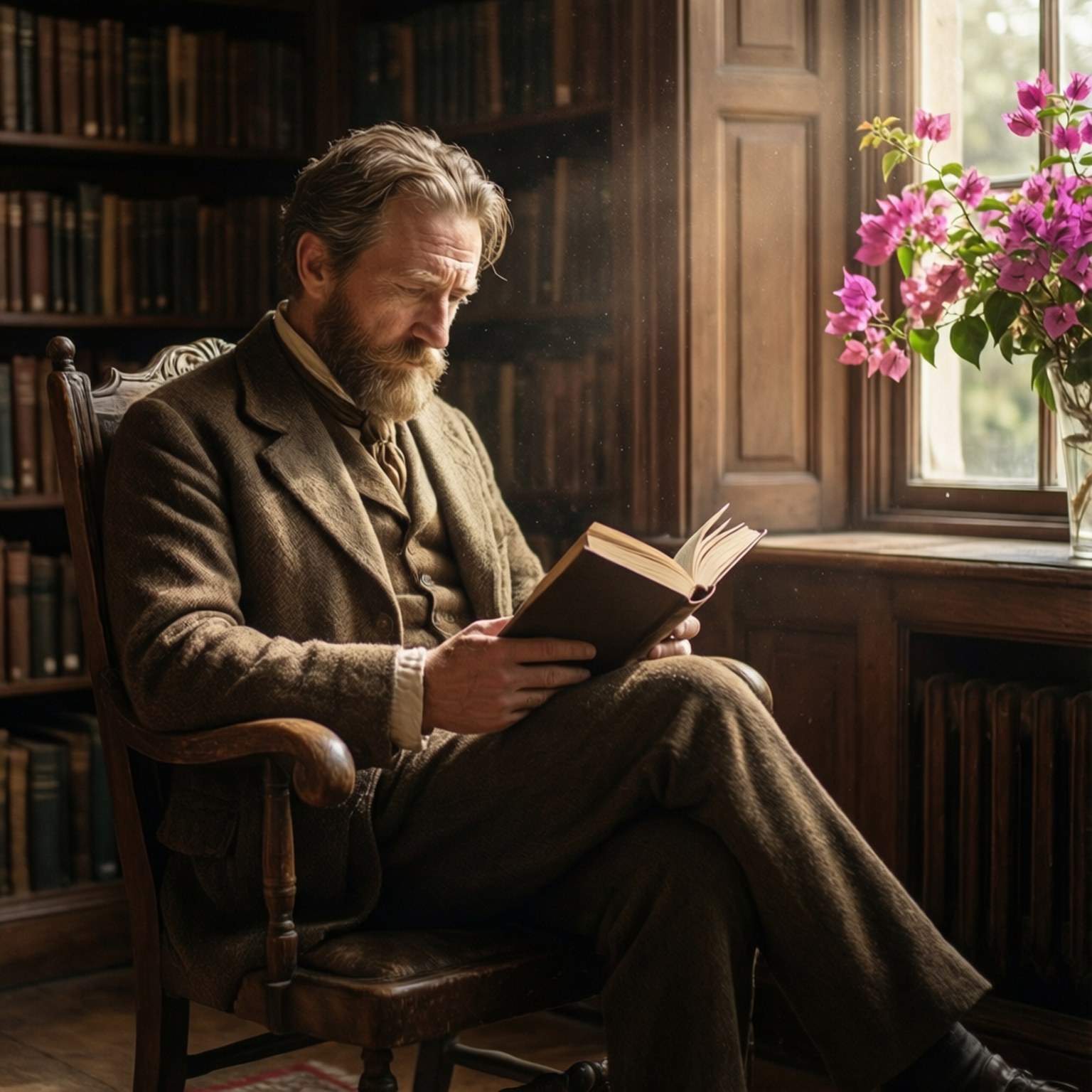 Gilbert, sunlit library, Library Quietude, HD Desktop Wallpaper