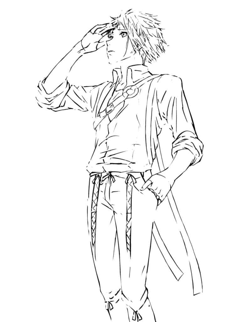 Gilbert Bougainvillea, black and white line art, spiky hair, SD Phone Wallpaper