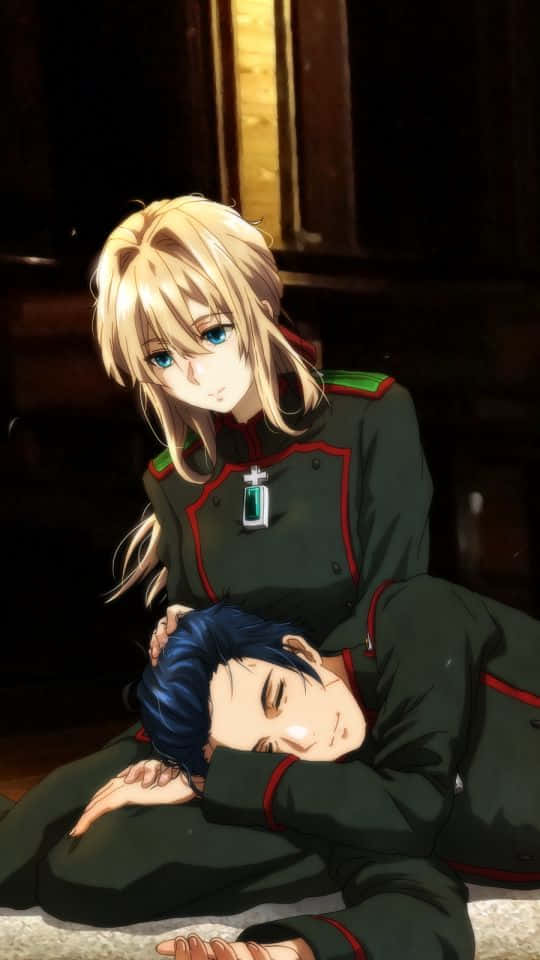 Gilbert Bougainvillea, blonde anime girl, dark uniform, SD Phone Wallpaper