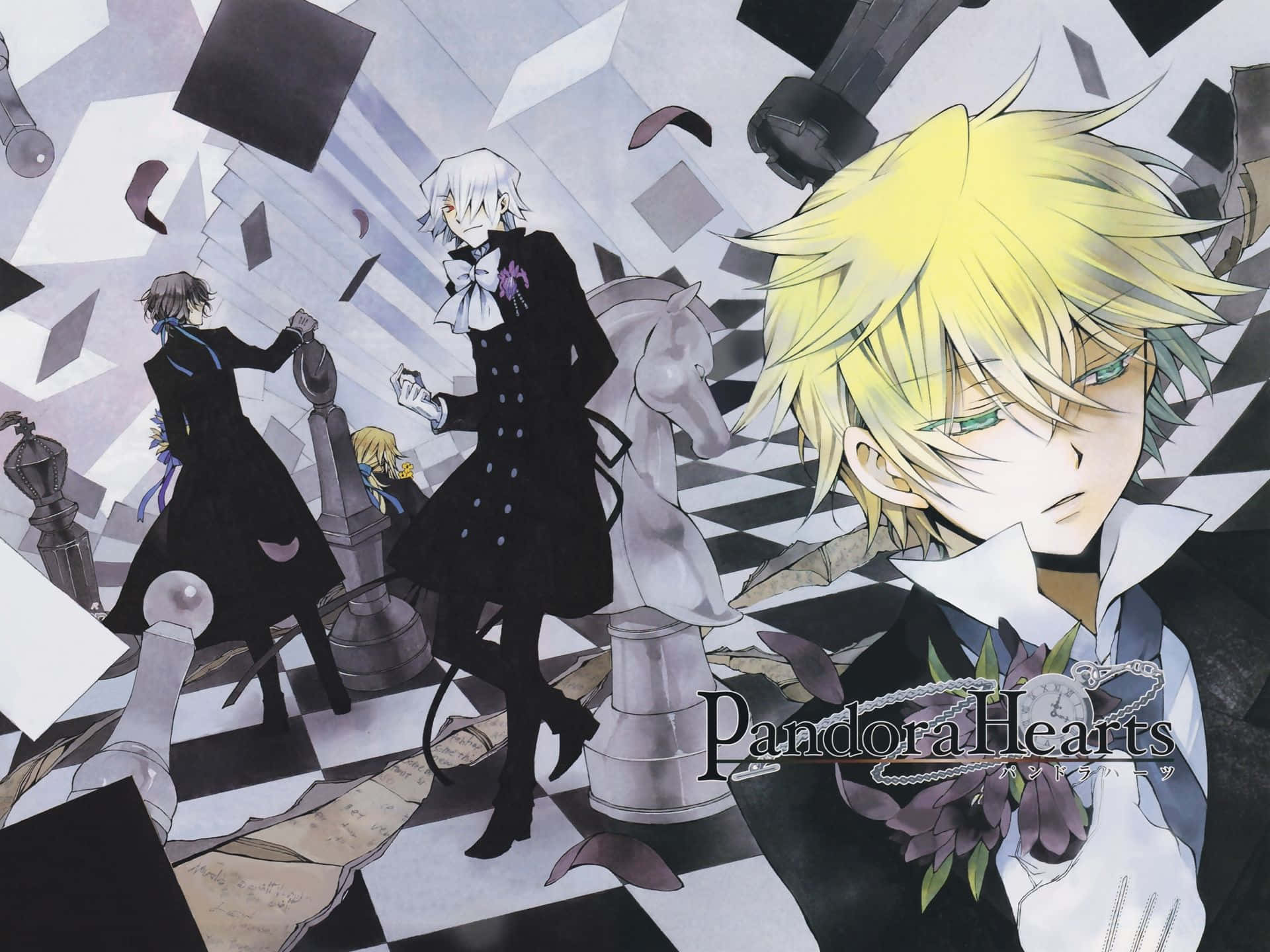 Gilbert Nightray, checkered floor, shattered chess pieces, Full HD Desktop Wallpaper