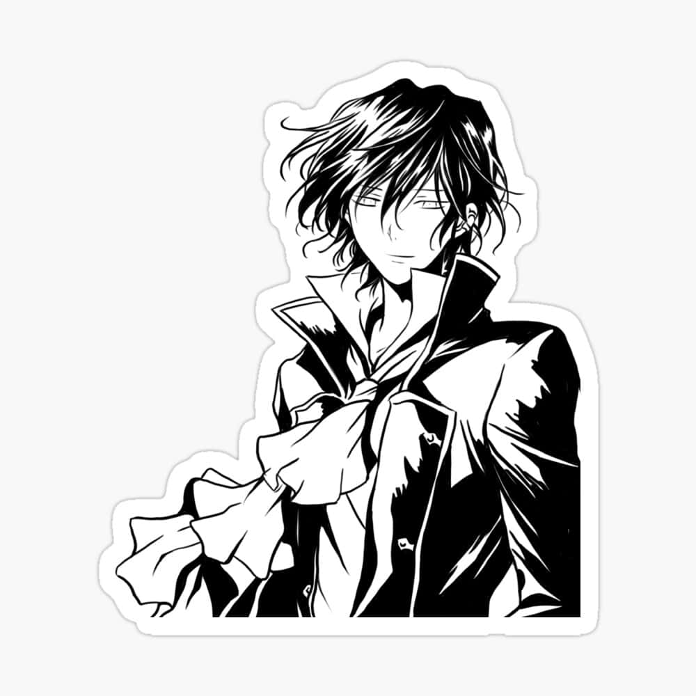 Gilbert Nightray, black and white anime-style sticker, tousled hair, SD Desktop Wallpaper