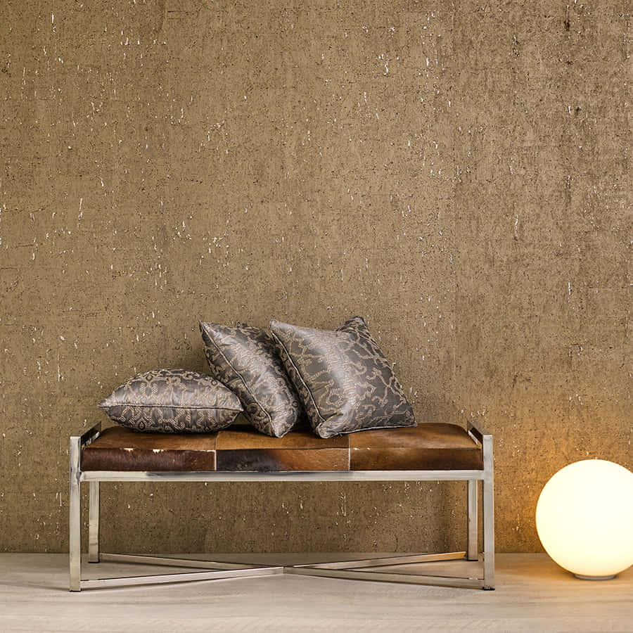 gilded wall details, patterned pillows, textured beige wall, SD Desktop Wallpaper