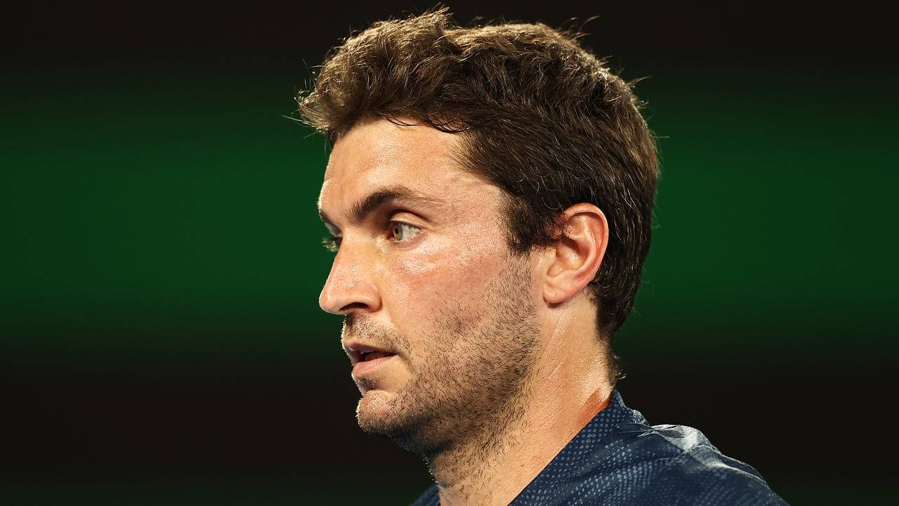 Gilles Simon, close-up portrait, focused male athlete, HD Desktop Wallpaper