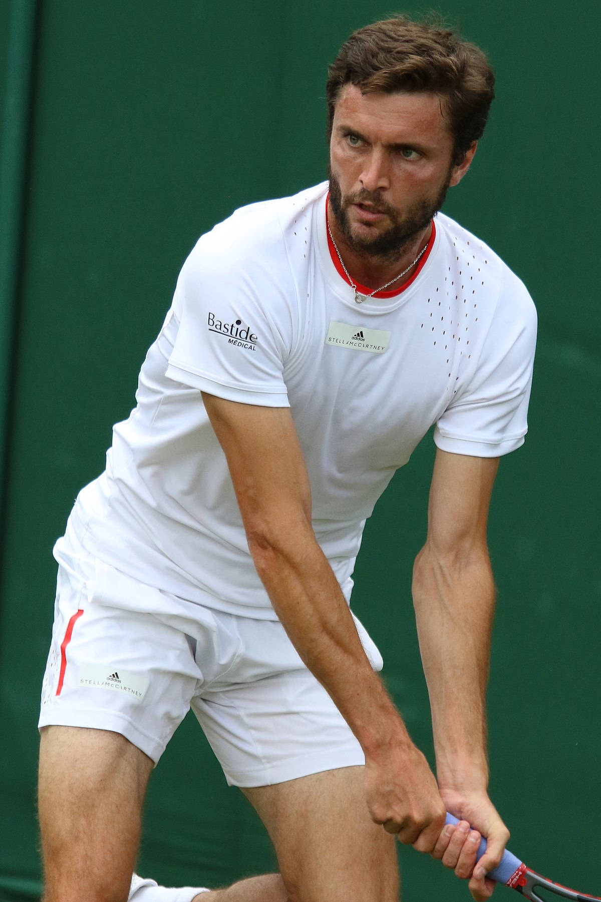 Gilles Simon, tennis pose, white gear, HD Phone Wallpaper
