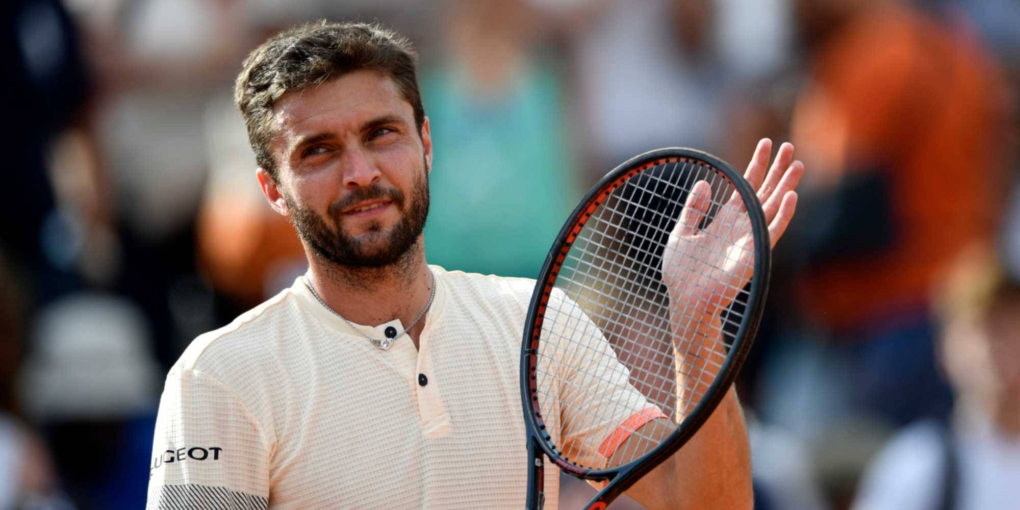 Gilles Simon, racket, sunlit court, Full HD Desktop Wallpaper