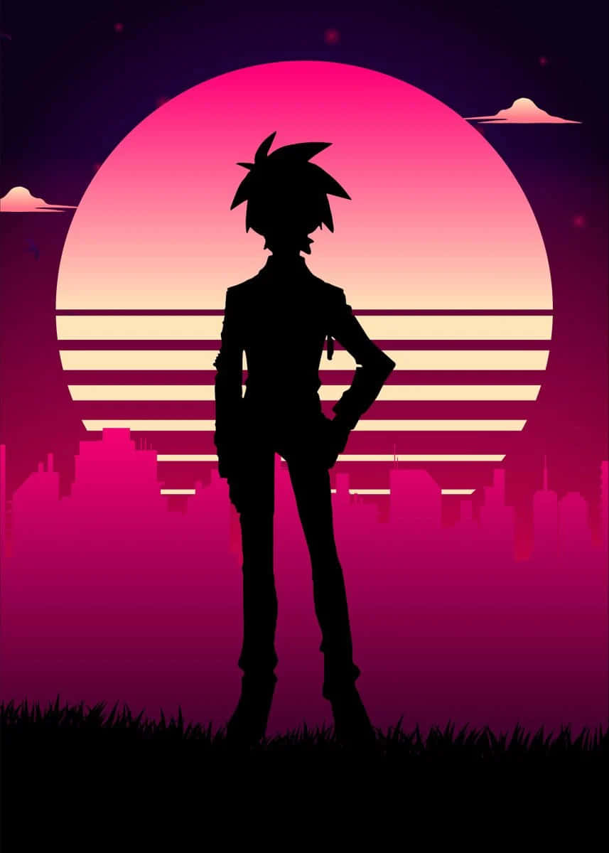 Gimmy Adai, pink and purple sunset, stylized city skyline, SD Phone Wallpaper