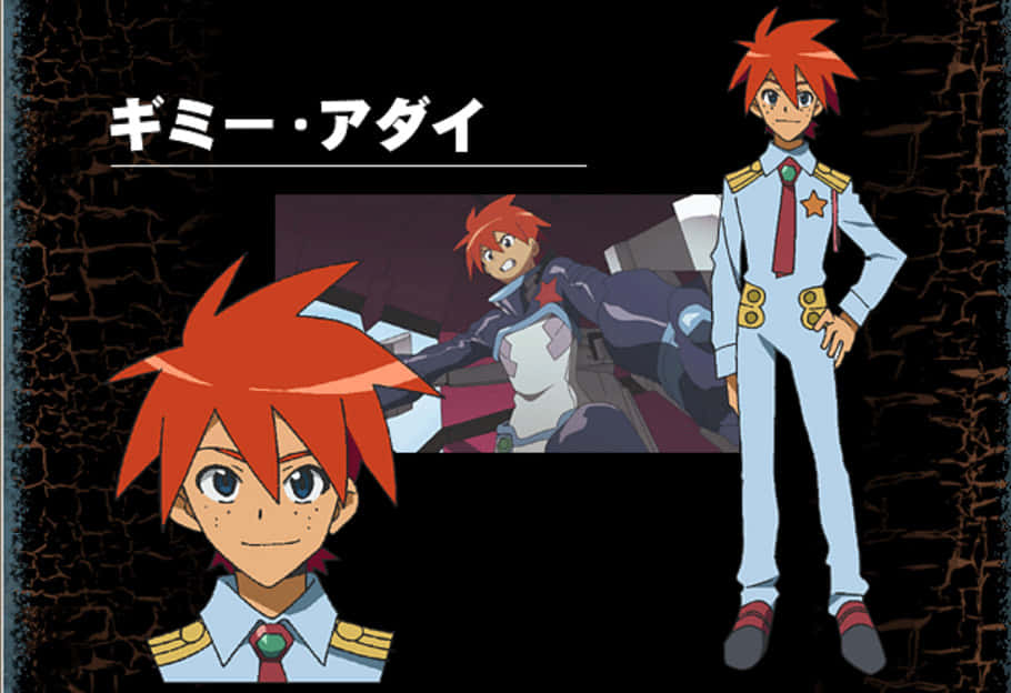 Gimmy Adai, spiky red hair, uniform, SD Desktop Wallpaper