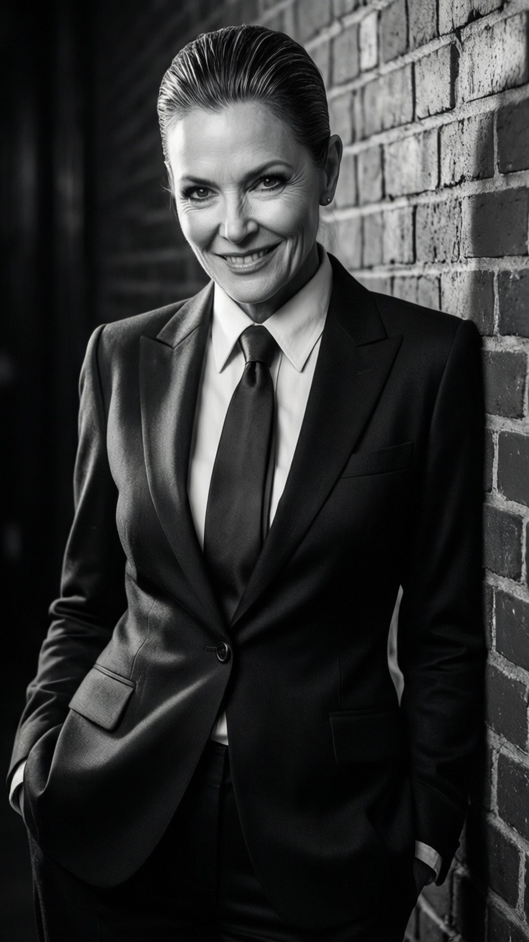 Gina Gershon, tailored suit, androgynous, Full HD Phone Wallpaper