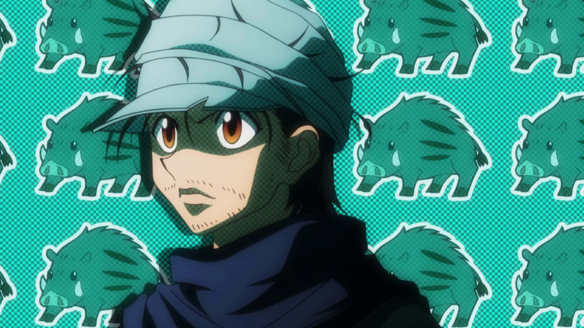 Ging Freecss, green cap, orange eyes, Full HD Desktop Wallpaper