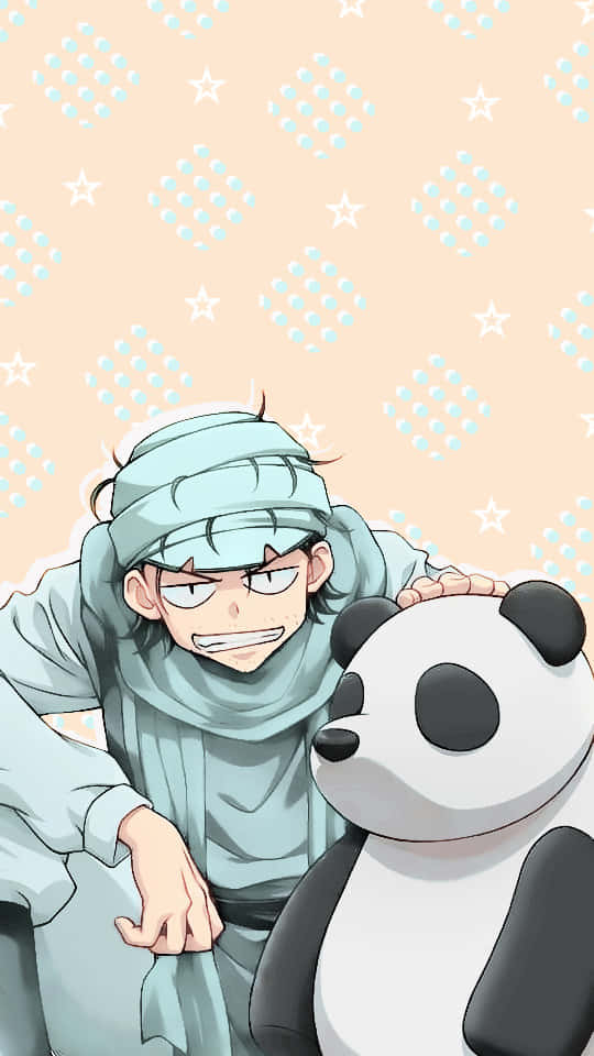 Ging Freecss, light blue, giant panda plushie, SD Phone Wallpaper