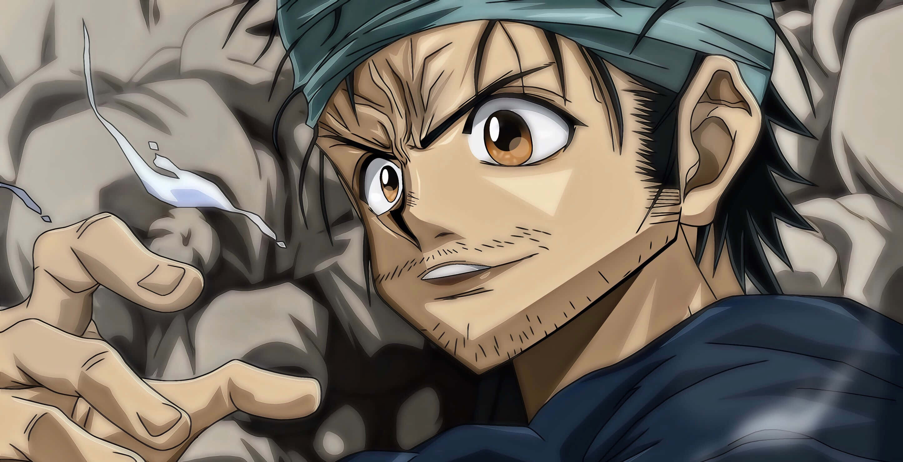 Ging Freecss, glowing sword hilt, headband, 2K Desktop Wallpaper