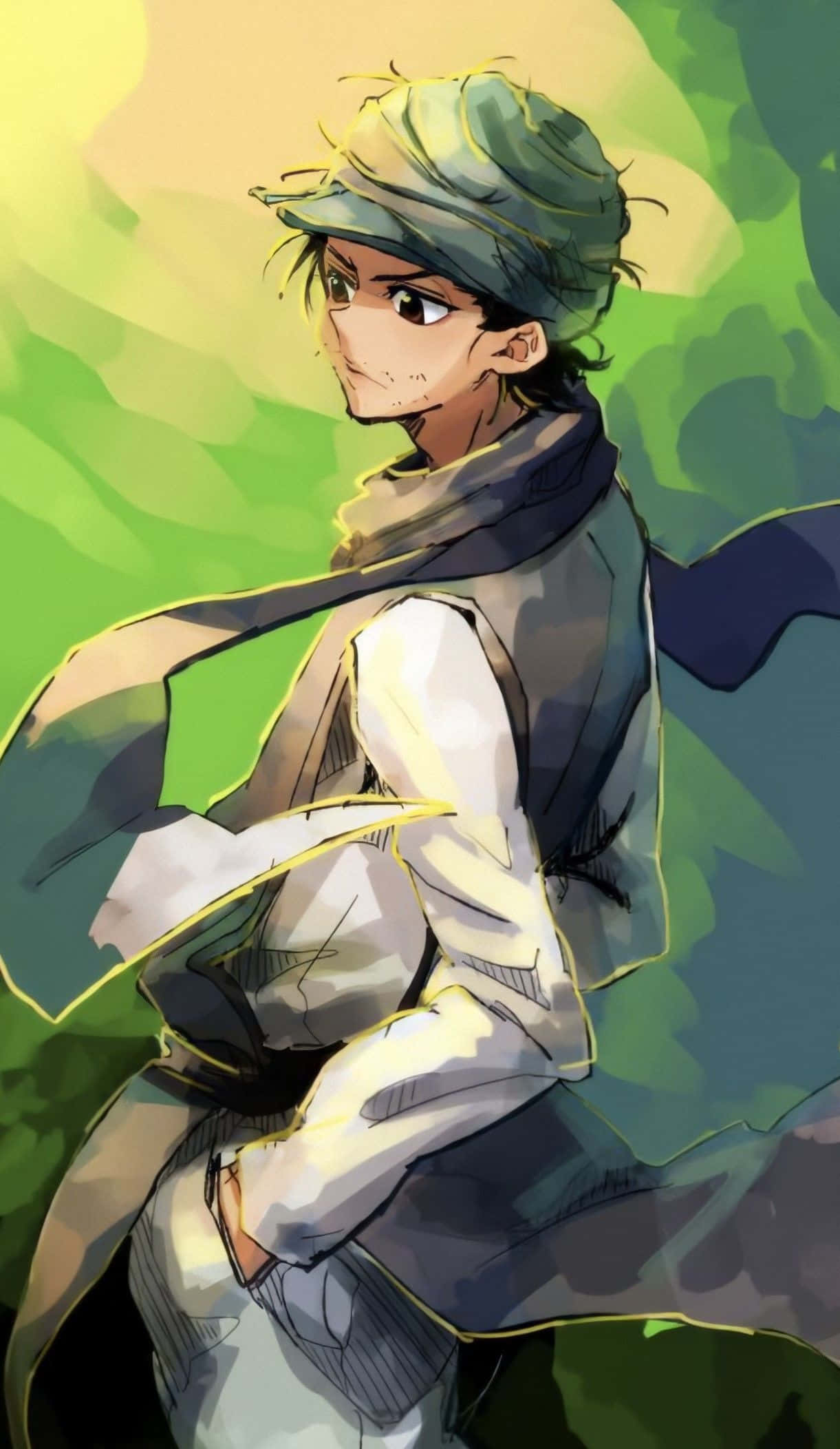 Ging Freecss, green cap, scarf, Full HD Phone Wallpaper