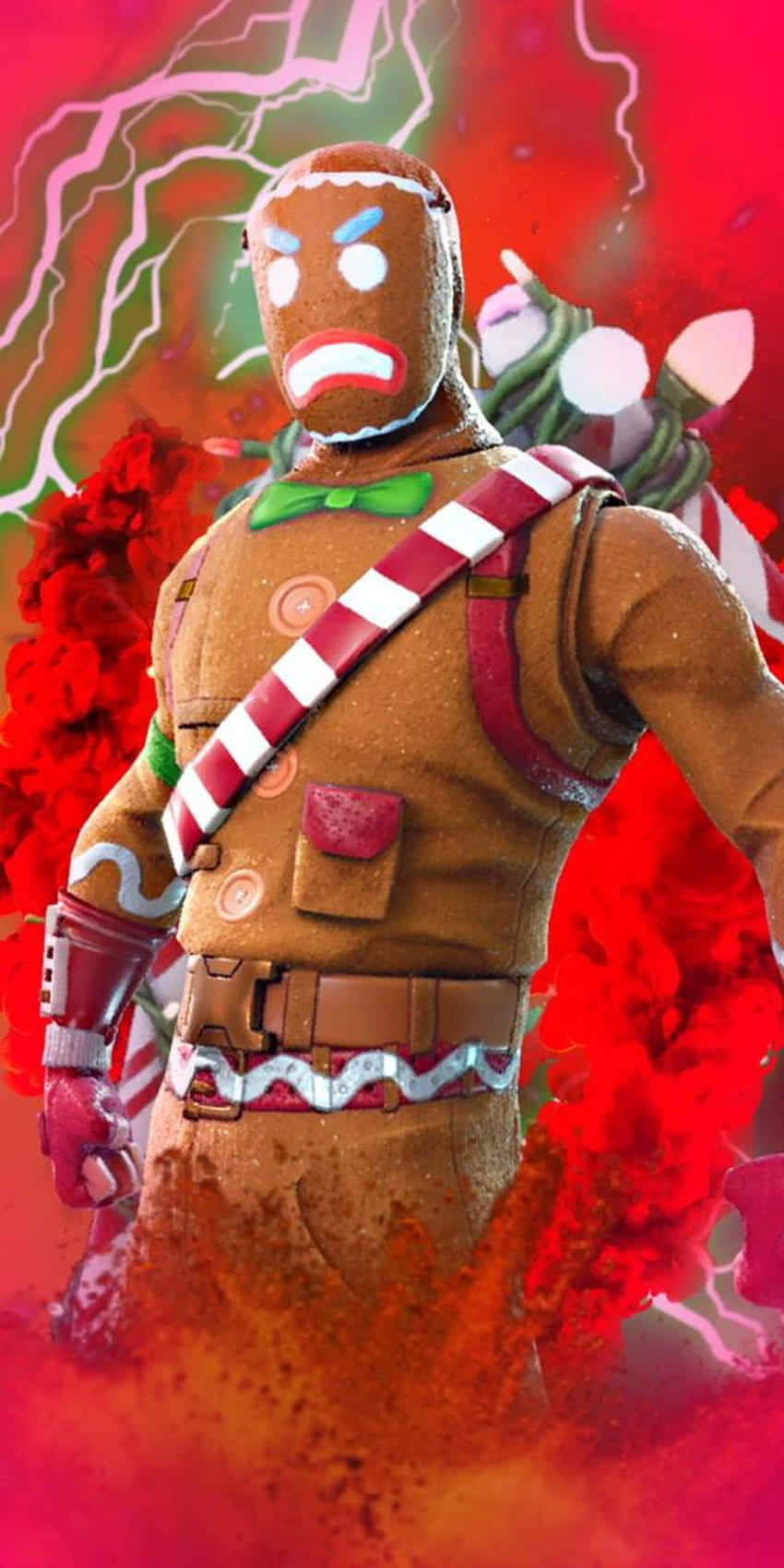 Feckless Gingerbread, gingerbread warrior, candy cane straps, HD Phone Wallpaper