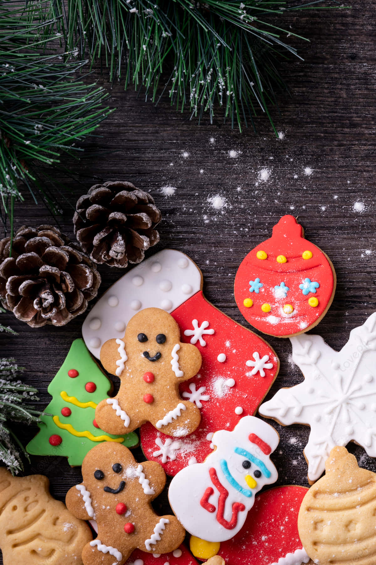 gingerbread men, snowman, tree, HD Phone Wallpaper