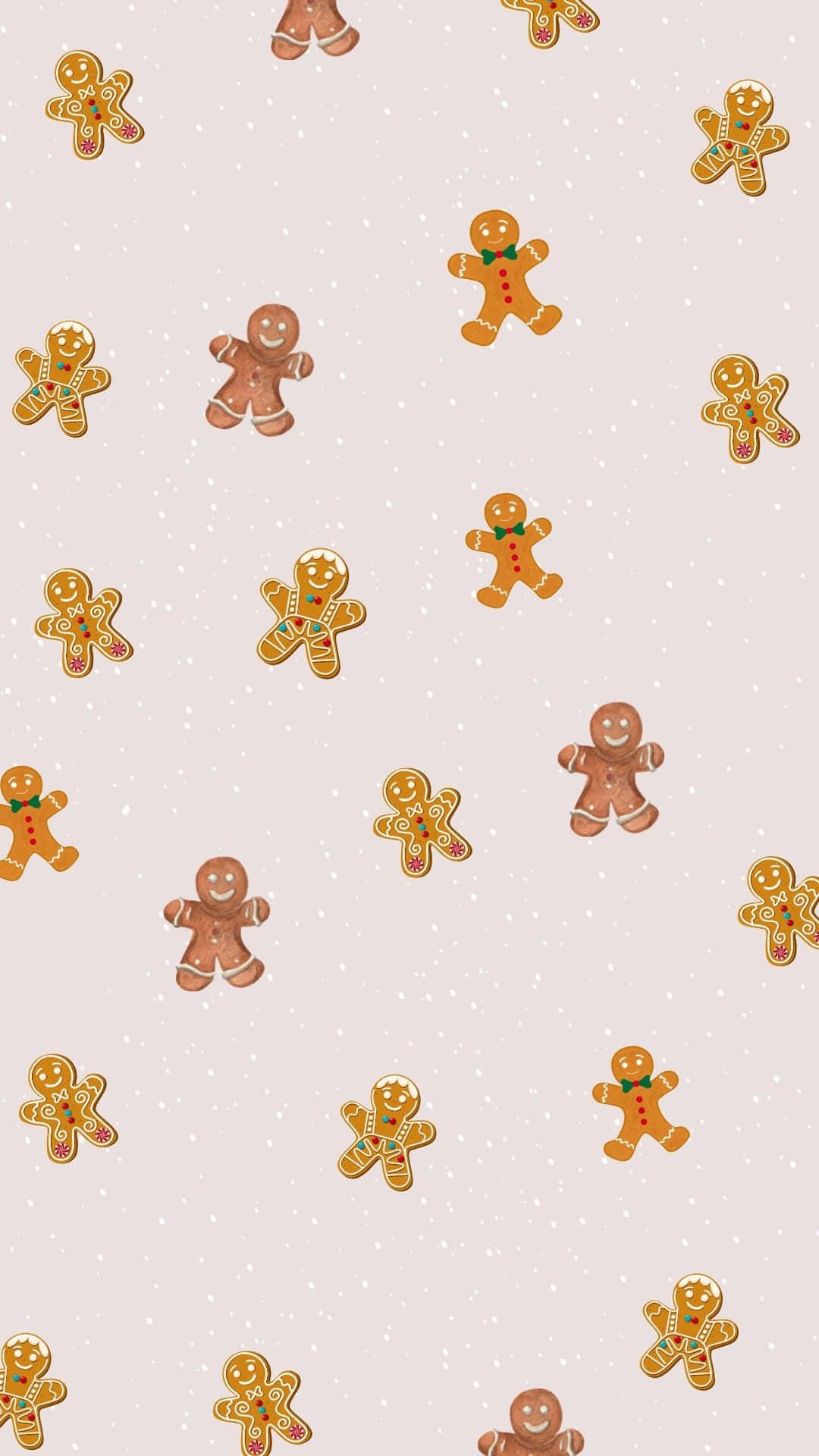 gingerbread men, green bows, red buttons, Full HD Phone Wallpaper