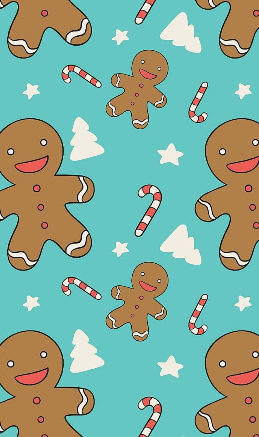 gingerbread men, red buttons, white icing, HD Phone Wallpaper