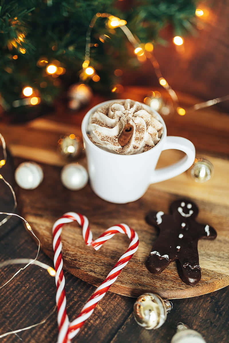 spiced hot chocolate, whipped cream, cinnamon sticks, SD Phone Wallpaper