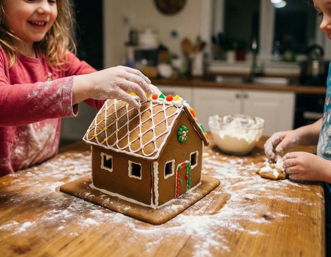 gingerbread house, icing, candy, SD Desktop Wallpaper