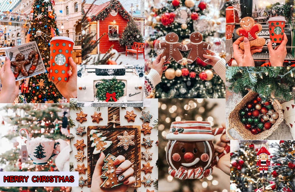 Gingerbread Man, Starbucks holiday cups, Christmas ornaments, SD Desktop Wallpaper