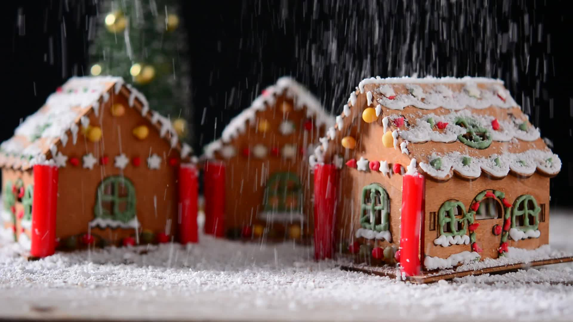 snowing gingerbread house theme, Enchanting Snowy Gingerbread House, Christmas Fantasy, Full HD Desktop Wallpaper