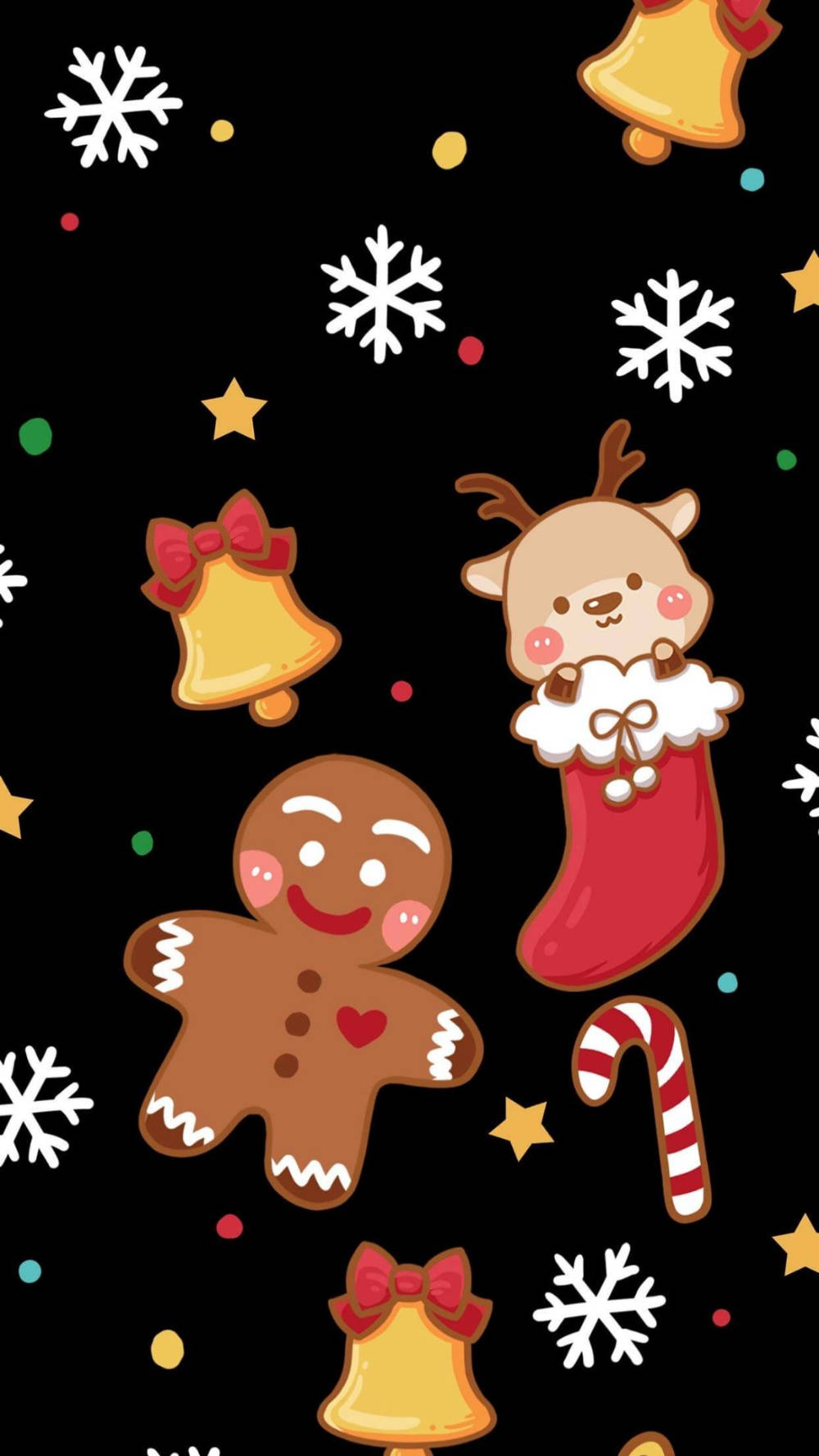 gingerbread man, reindeer, candy cane, HD Phone Wallpaper