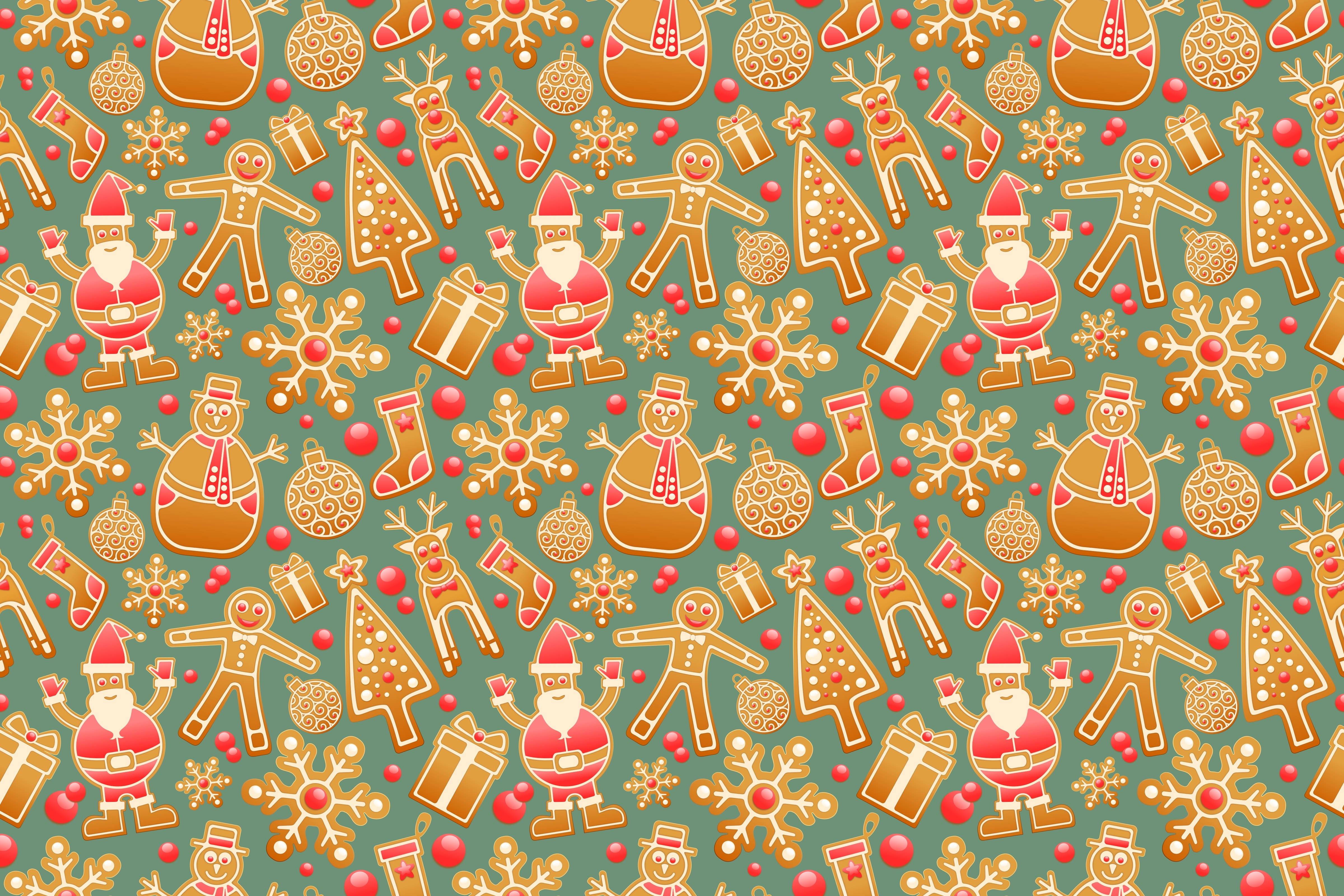 gingerbread men, reindeer, snowmen, 4K Desktop Wallpaper