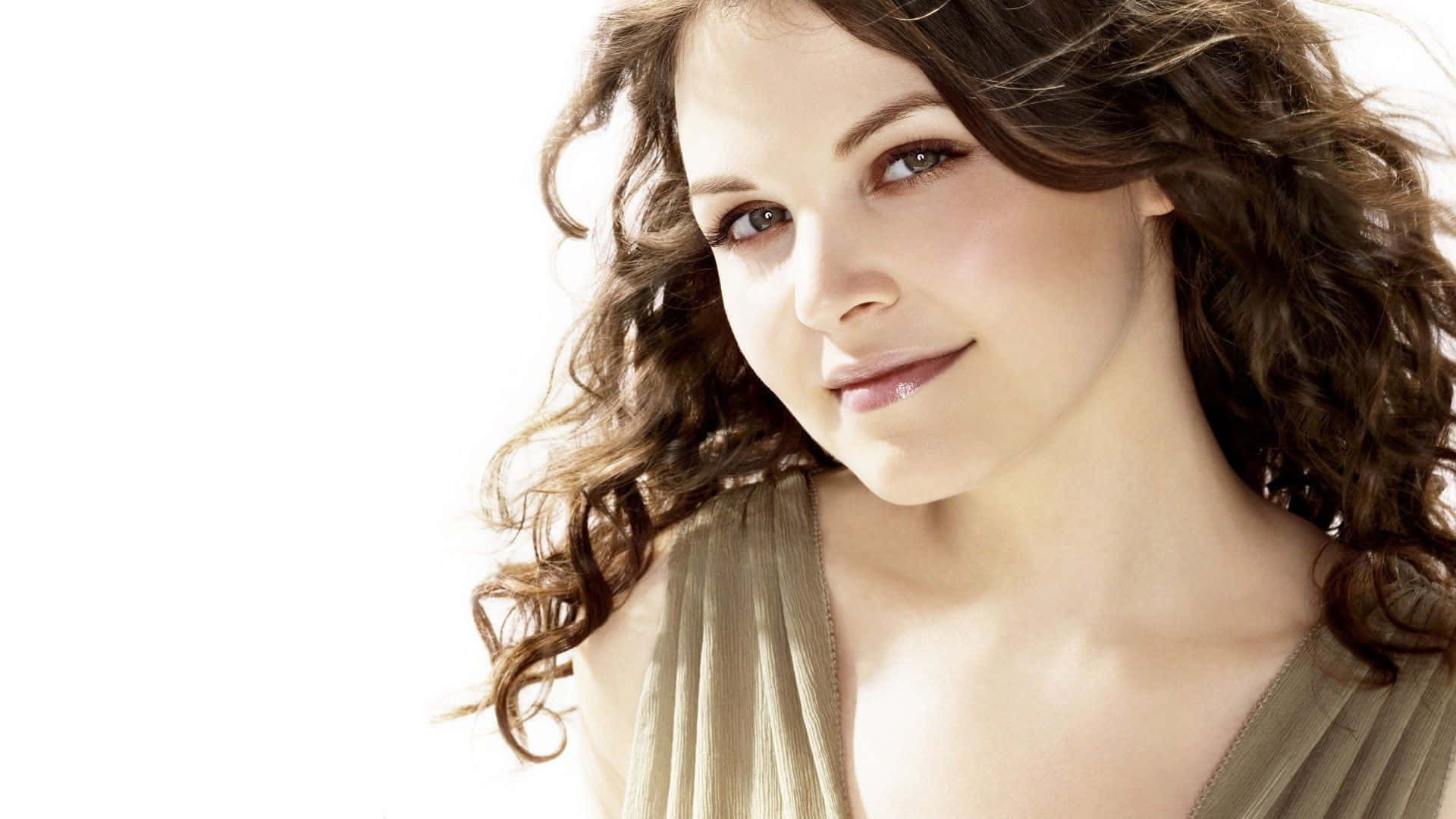 Ginnifer Goodwin, wavy brown hair, gentle smile, Full HD Desktop Wallpaper