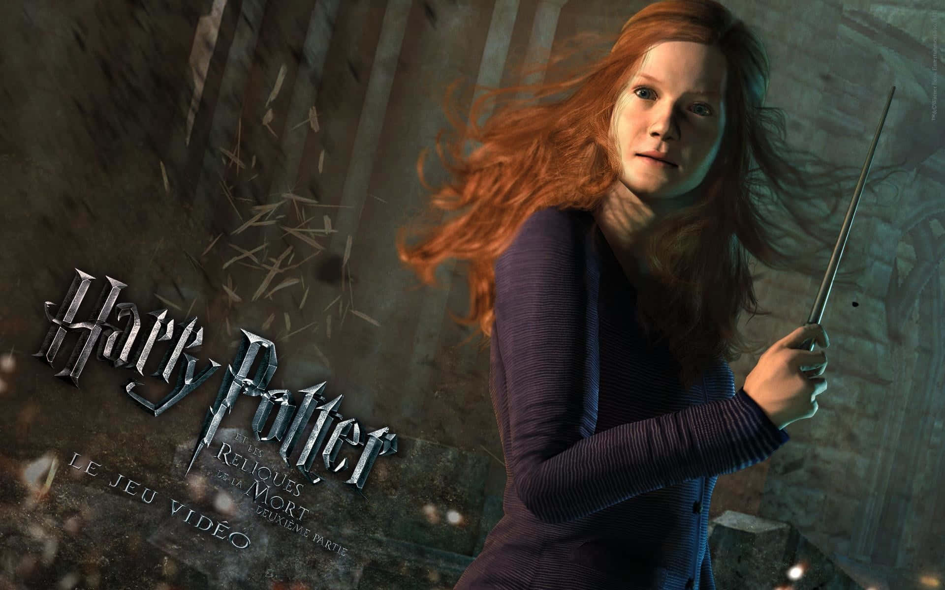 Ginny Weasley, fiery red hair, wand, Full HD Desktop Wallpaper
