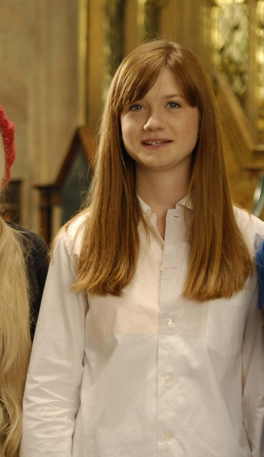 Ginny Weasley, auburn hair, white button-up shirt, HD Phone Wallpaper