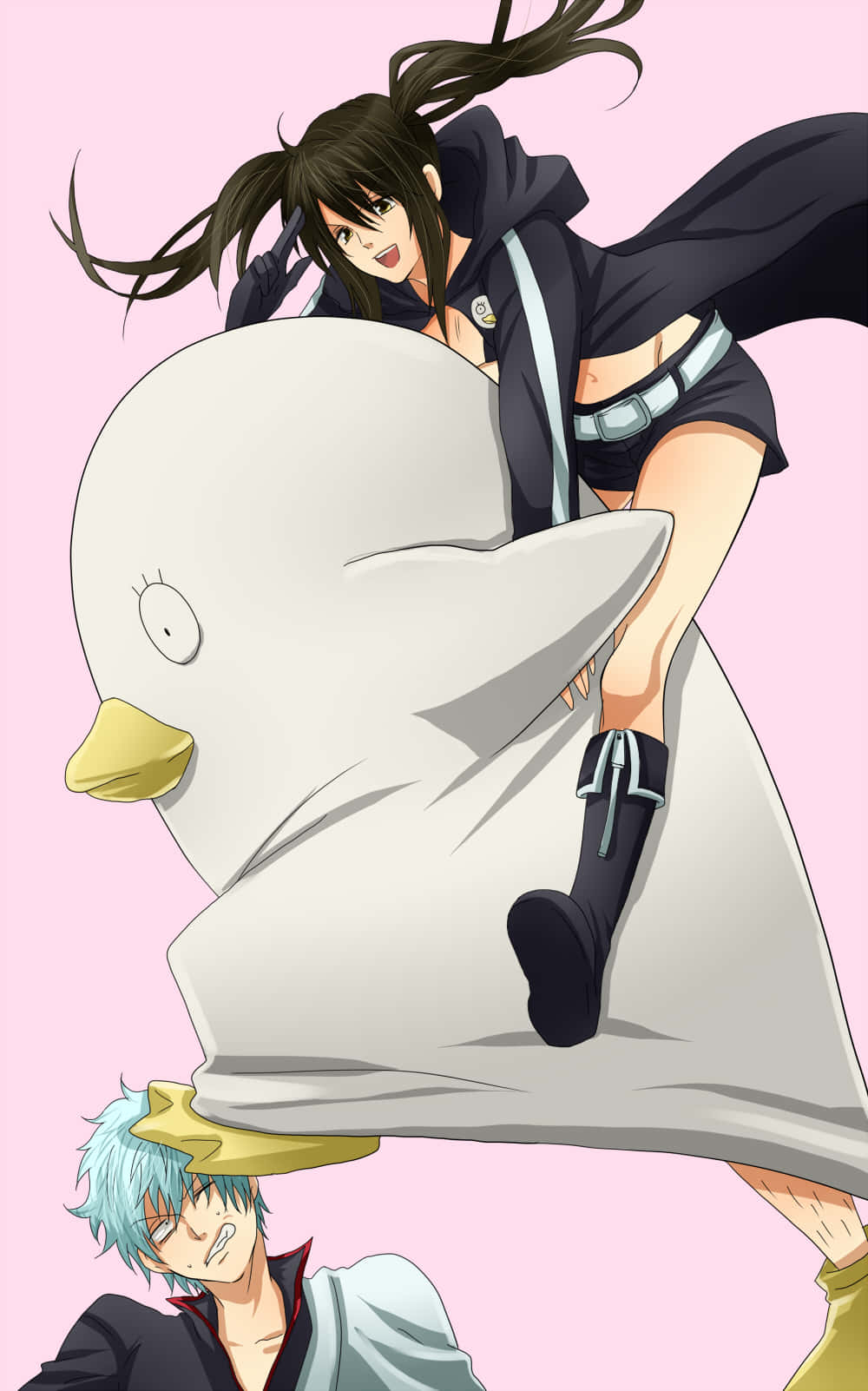 Gintama Elizabeth, black-haired anime girl, dark hoodie, HD Phone Wallpaper