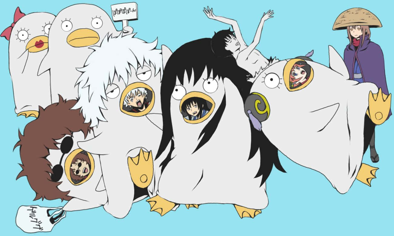 Gintama Elizabeth, white penguin-like creatures, human faces, HD Desktop Wallpaper